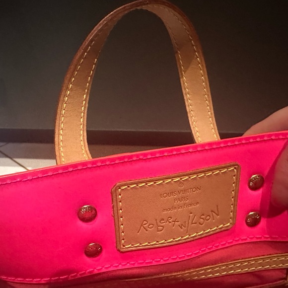 Vintage Pink and orange Vernis Louis Vuitton handbag x Robert Wilson. Authentic - Picture 6 of 11